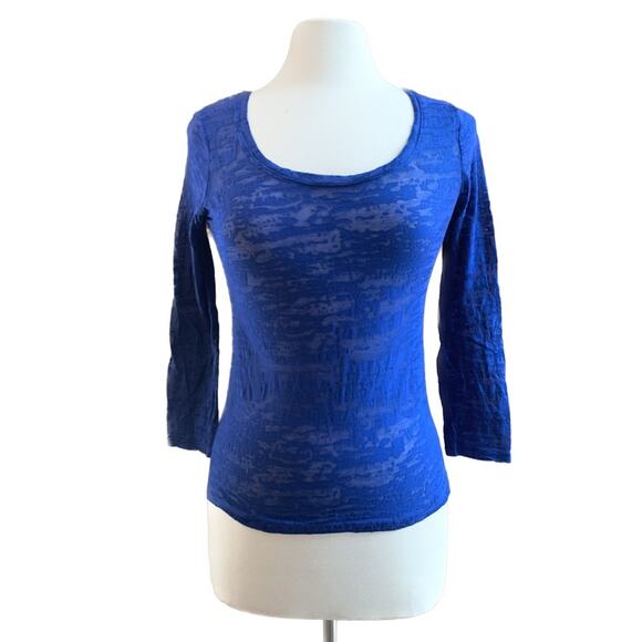 Blue Burnout Long Sleeve Tee - Picture 1 of 7
